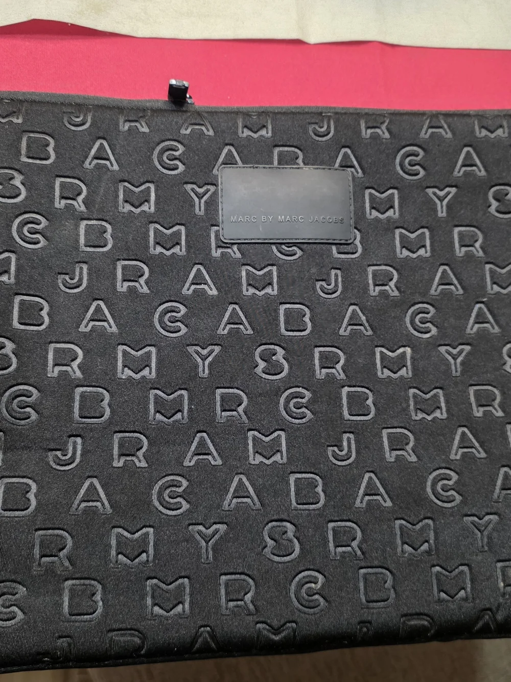 Marc By Marc Jacobs Black Embossed Logo Laptop Bag